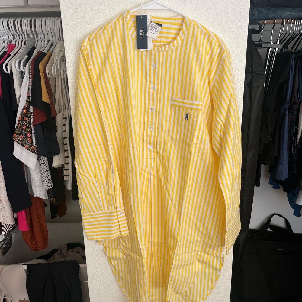 Ralph Lauren Yellow Striped Pajama Shirt